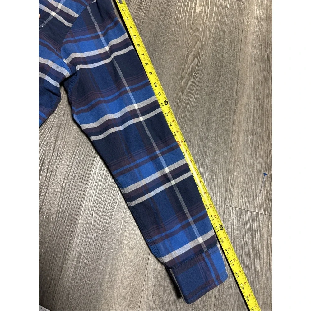 The North Face Mens XL Blue Burgundy Plaid Flannel Long Sleeve Button Down Shirt
